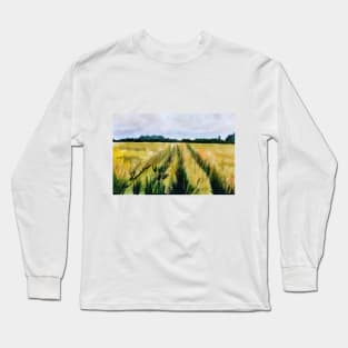 Fields of wheat in watercolours Long Sleeve T-Shirt